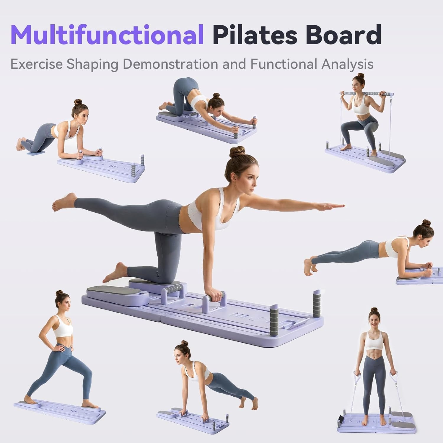 Pilates Board Set - Pilates Reformer, Multi-Foldable Pilates Reformer Set, Portable Pilates Reformer, Trainer Machine for Home Workout with Timer, Ab, Core, Fitness, Exercise