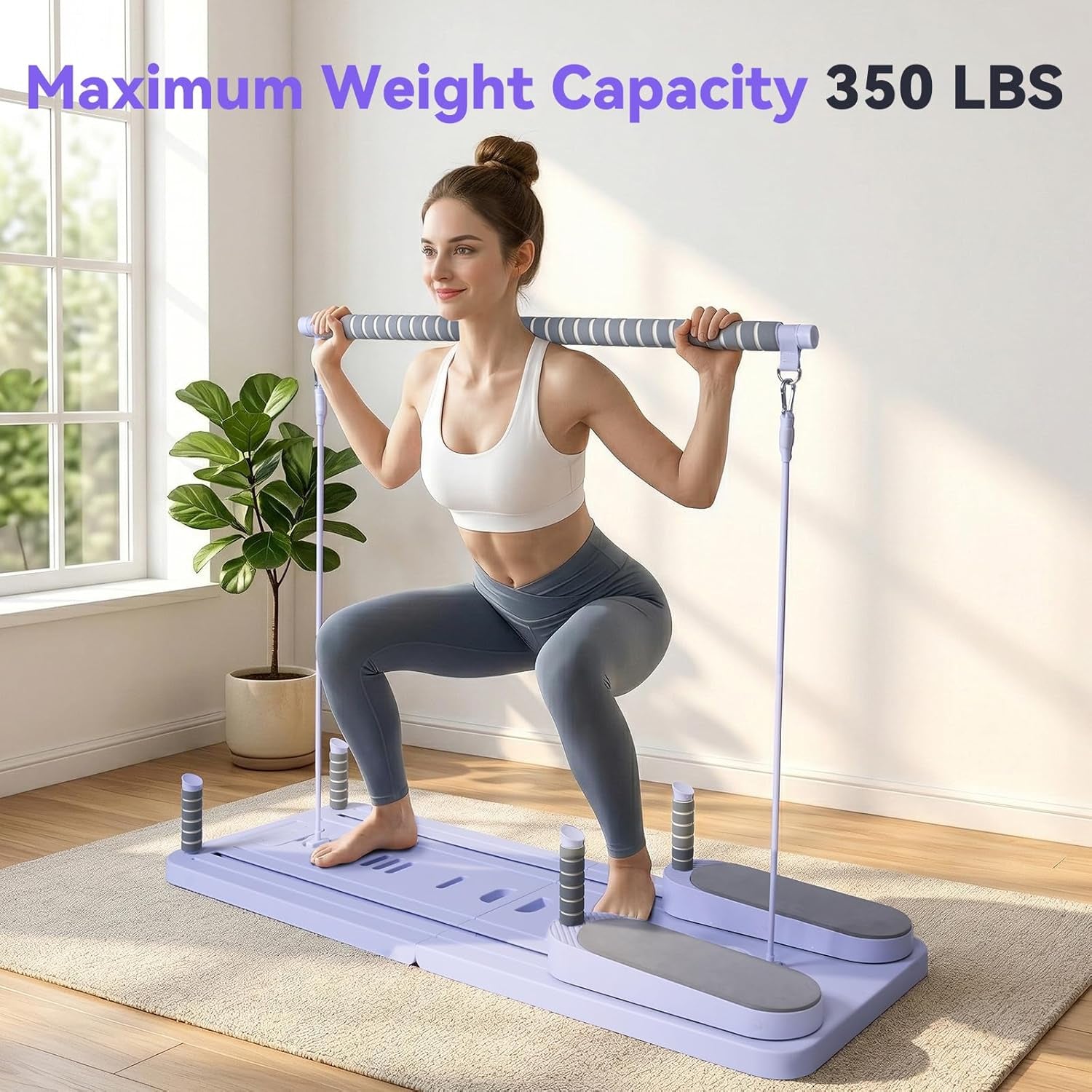 Pilates Board Set - Pilates Reformer, Multi-Foldable Pilates Reformer Set, Portable Pilates Reformer, Trainer Machine for Home Workout with Timer, Ab, Core, Fitness, Exercise